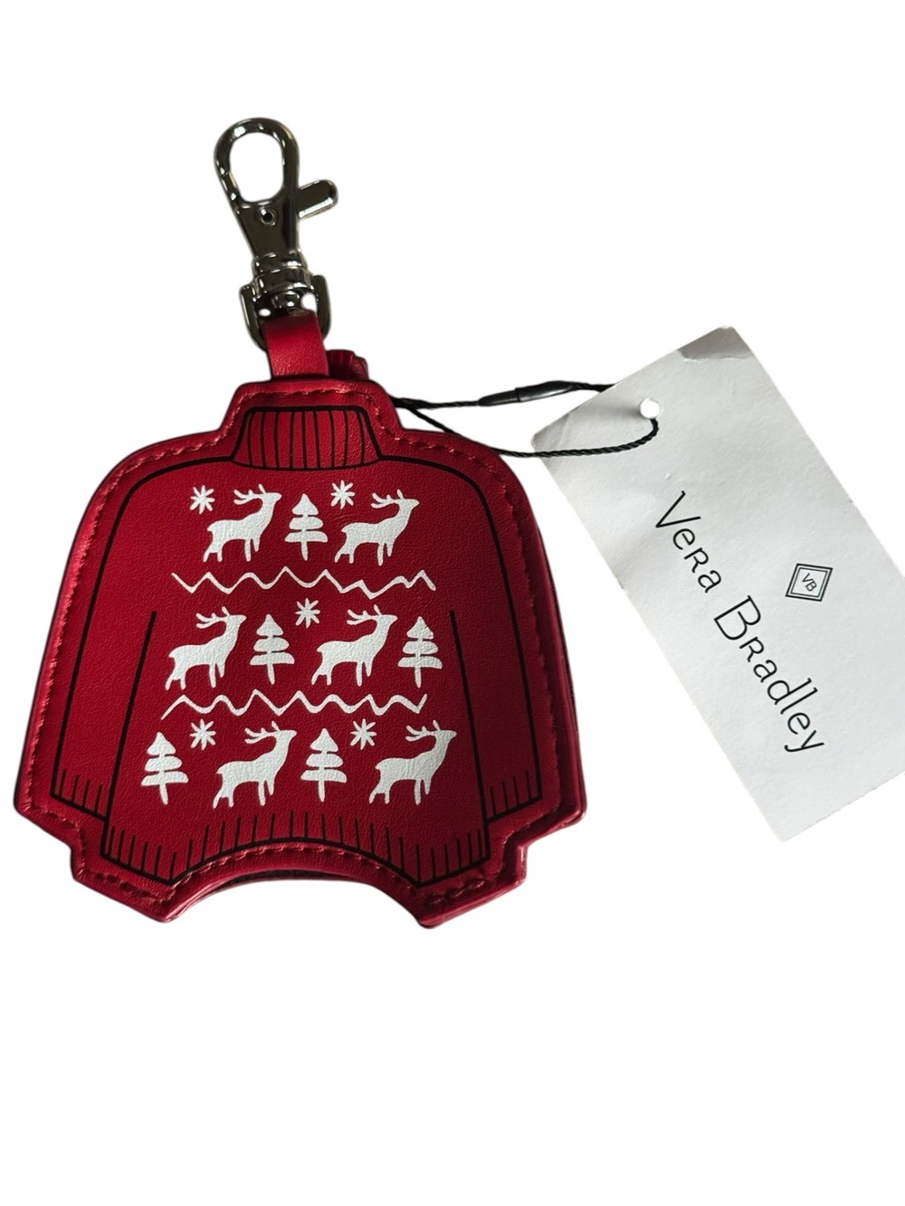 Vera Bradley Red Holiday Sweater Keychain NWT